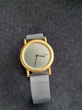 Skagen Ladies Watch Golden Casing Gray Dial Mesh Chain Quartz Watch