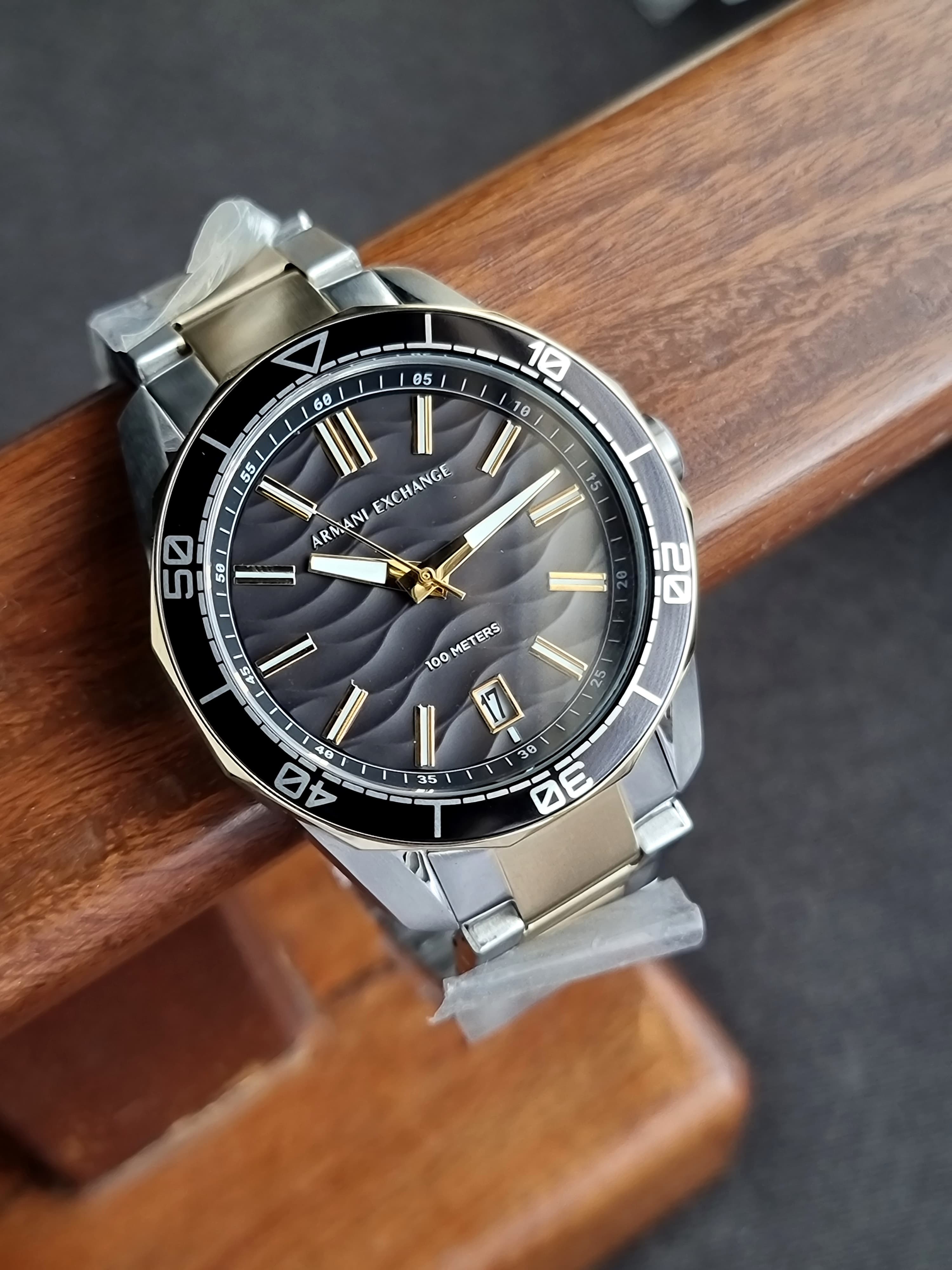 Armani Exchange Three-Hand Date Two-Tone Stainless Steel Watch AX1956