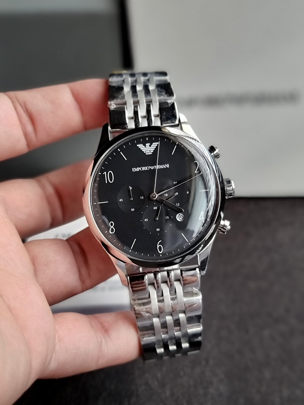 Emporio Armani Men’s Quartz Stainless Steel Black Dial 43mm Watch AR1863