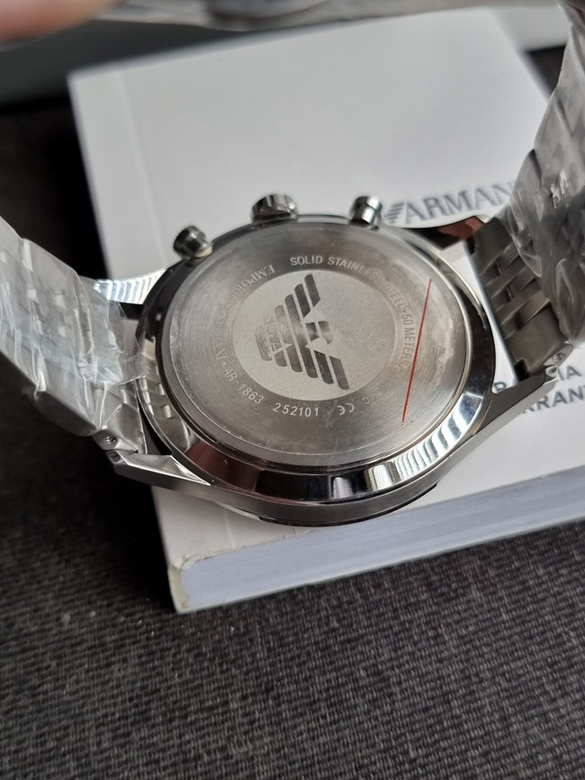 Emporio Armani Men’s Quartz Stainless Steel Black Dial 43mm Watch AR1863 Main Image