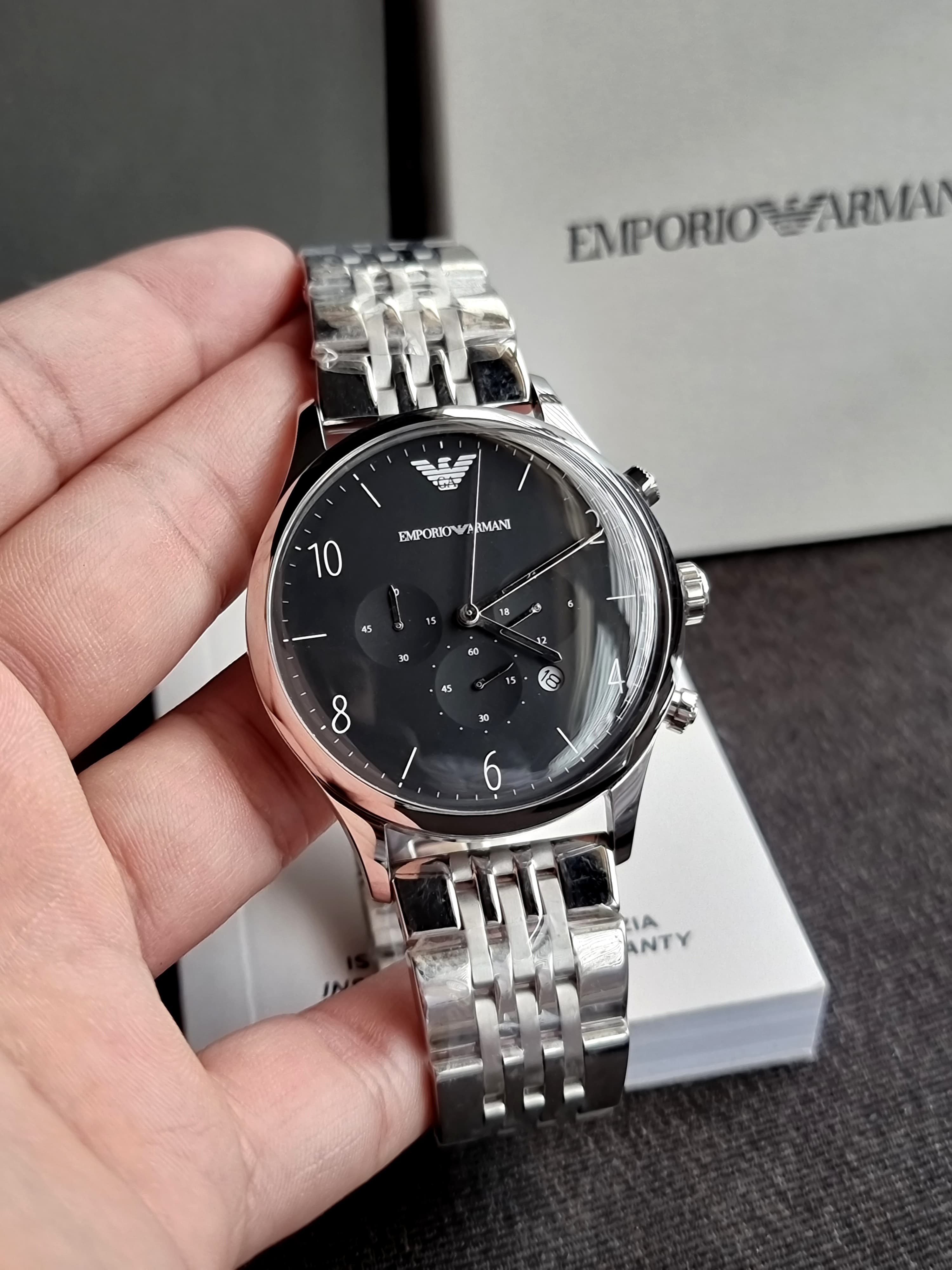 Emporio Armani Men’s Quartz Stainless Steel Black Dial 43mm Watch AR1863