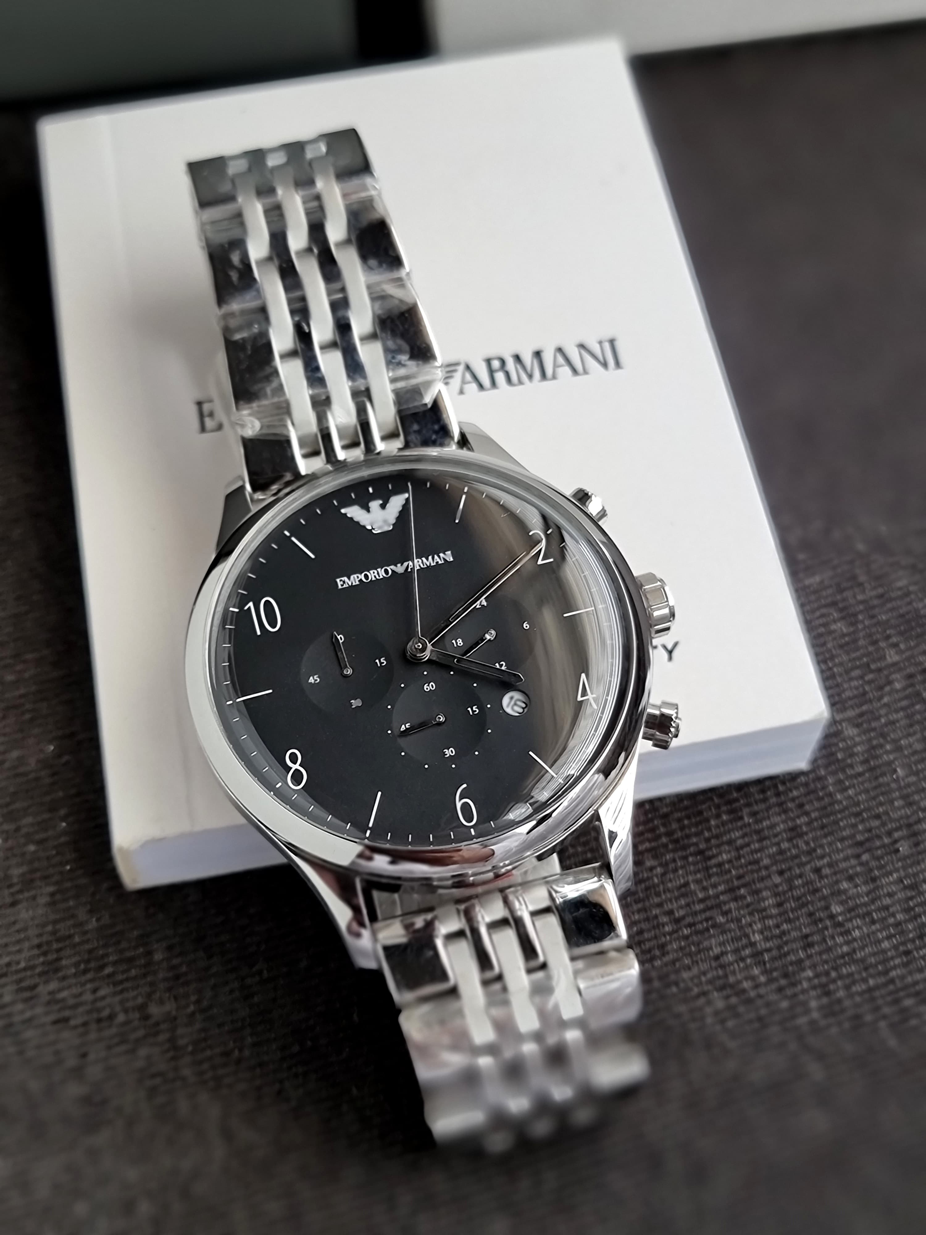 Emporio Armani Men’s Quartz Stainless Steel Black Dial 43mm Watch AR1863