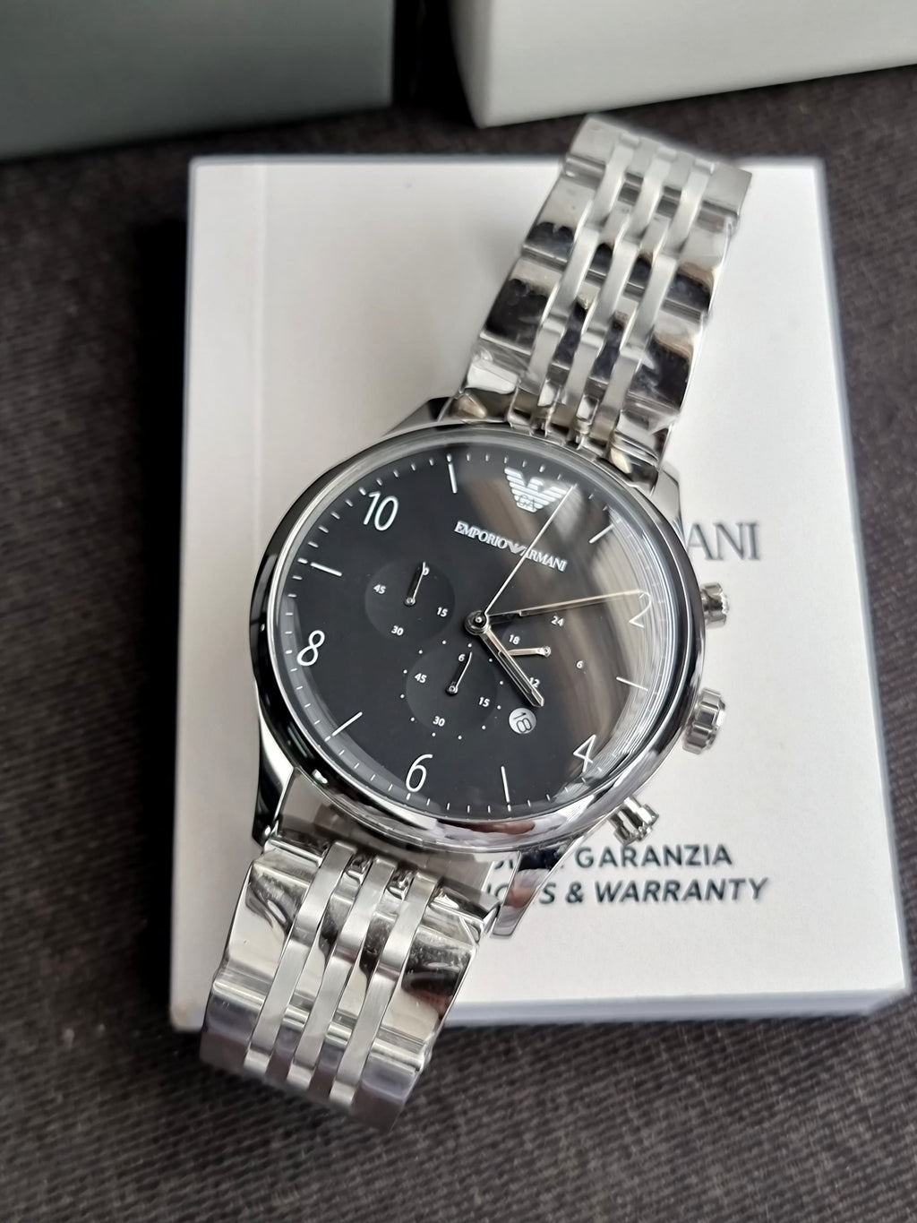 Emporio Armani Men’s Quartz Stainless Steel Black Dial 43mm Watch AR1863