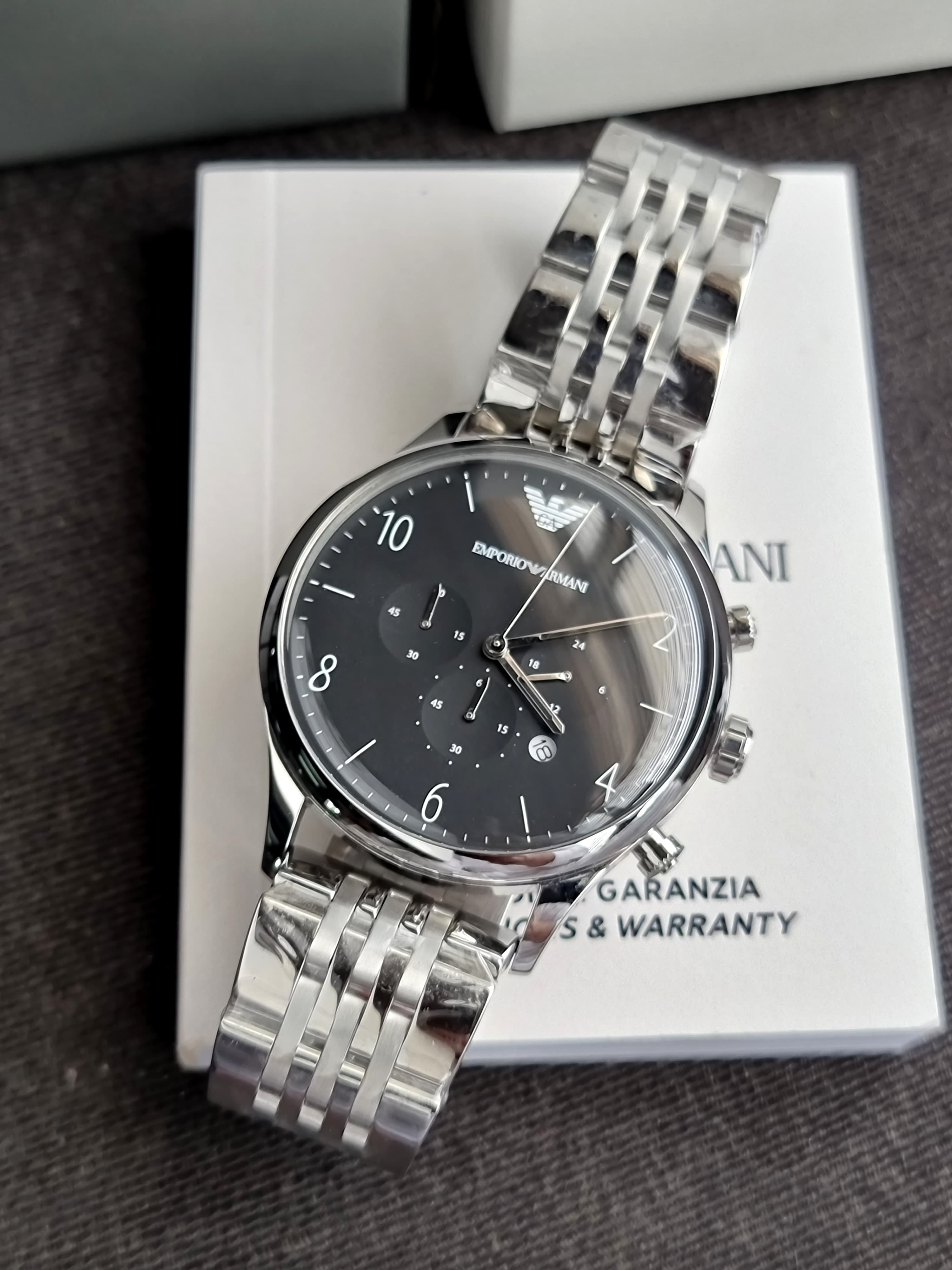 Emporio Armani Men’s Quartz Stainless Steel Black Dial 43mm Watch AR1863