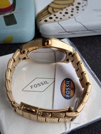 Fossil Scarlette Three-Hand Day-Date Gold-Tone Stainless Steel Watch ES5199