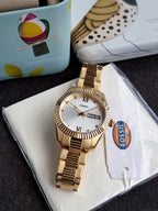 Fossil Scarlette Three-Hand Day-Date Gold-Tone Stainless Steel Watch ES5199