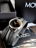 Movado Women’s Swiss Made Quartz Black Leather Strap Black Dial 28mm Watch 0607274