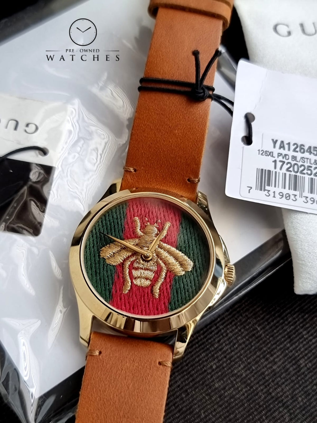 Gucci G-Timelss Analog ETA Quartz Brown Leather unisex-adult Watch(Model:YA126451
