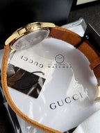 Gucci G-Timelss Analog ETA Quartz Brown Leather unisex-adult Watch(Model:YA126451