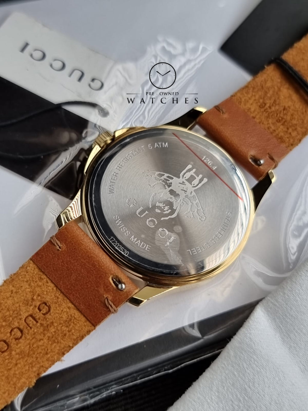 Gucci G-Timelss Analog ETA Quartz Brown Leather unisex-adult Watch(Model:YA126451