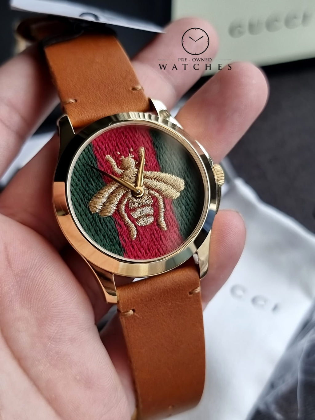 Gucci G-Timelss Analog ETA Quartz Brown Leather unisex-adult Watch(Model:YA126451