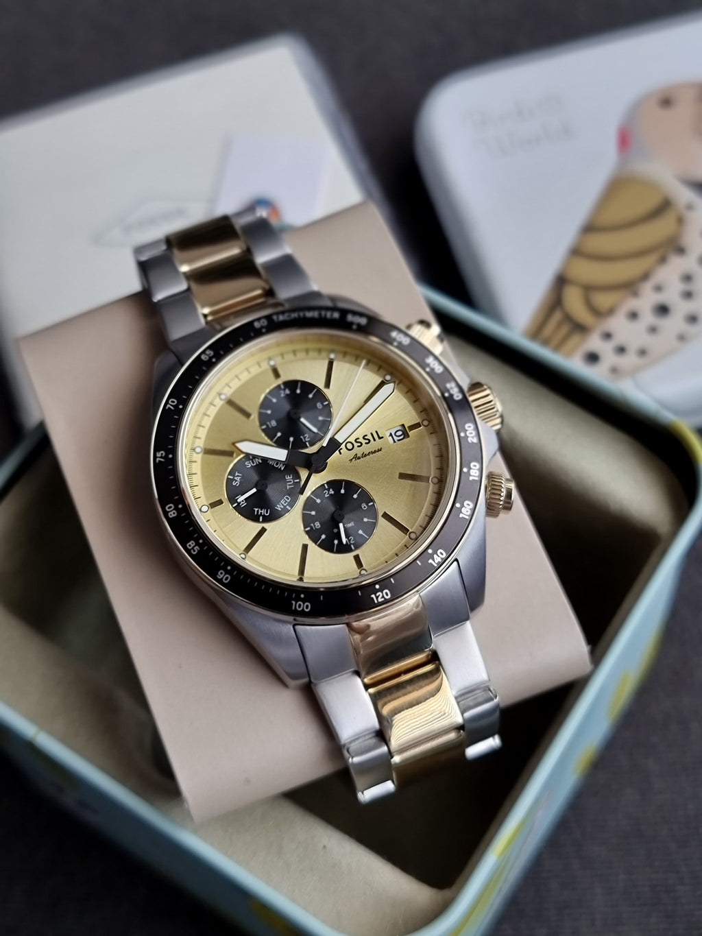 Fossil Autocross Multifunction Two-Tone Stainless Steel Watch Bq2876