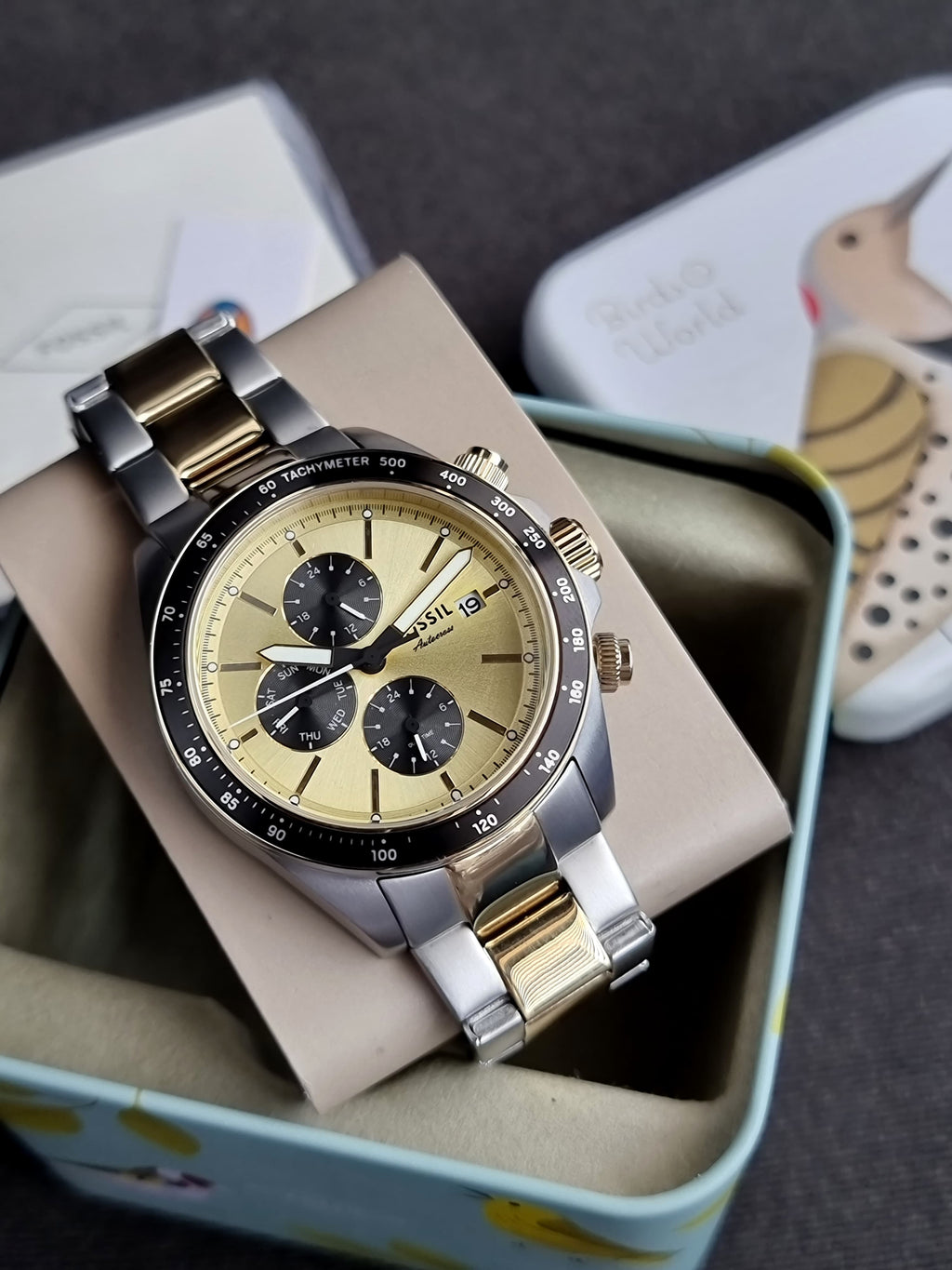 Fossil Autocross Multifunction Two-Tone Stainless Steel Watch Bq2876