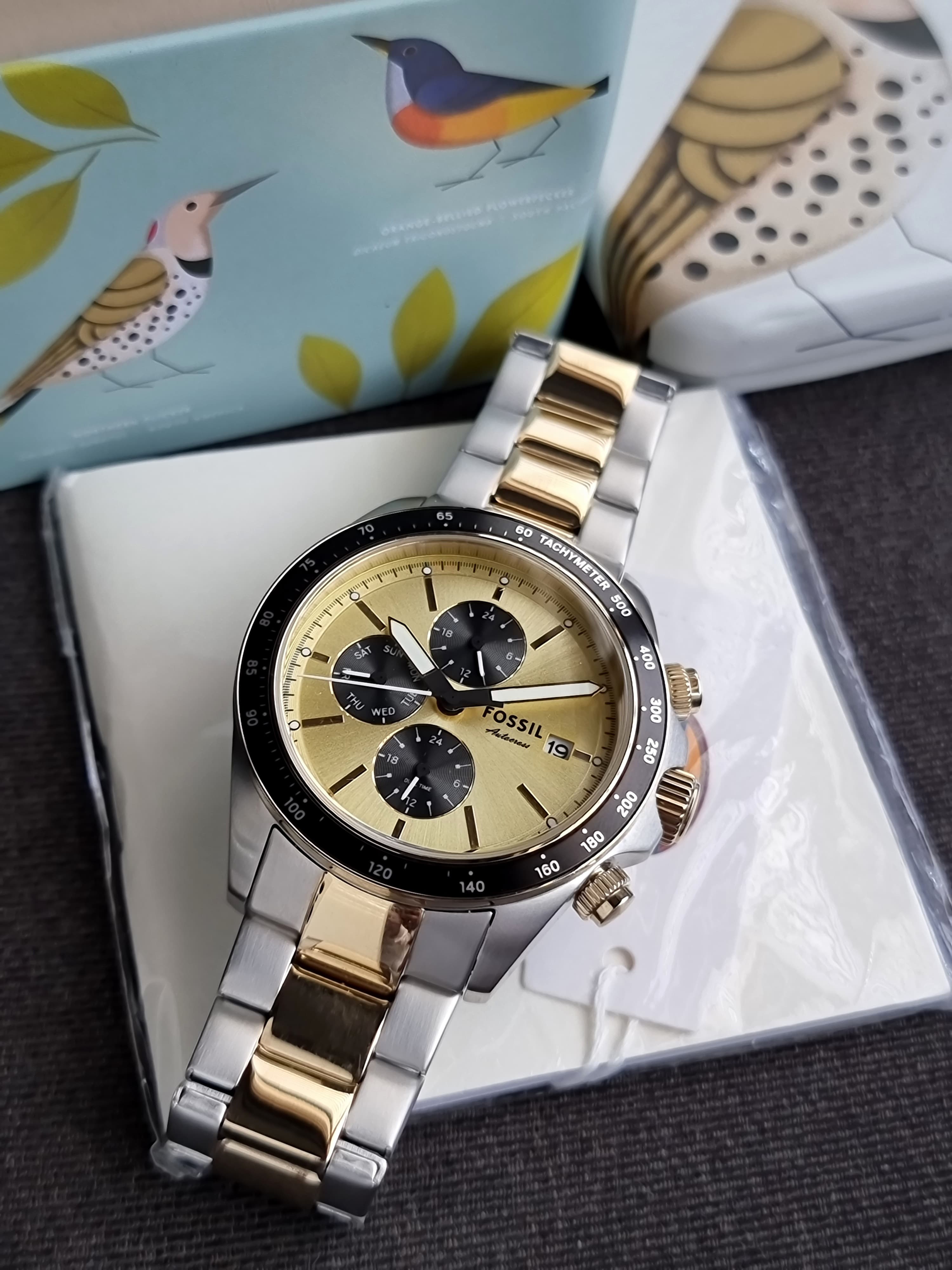 Fossil Autocross Multifunction Two-Tone Stainless Steel Watch Bq2876