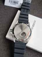 Emporio Armani Men’s Automatic Black Silicone Strap Red Dial 43mm Watch AR60070