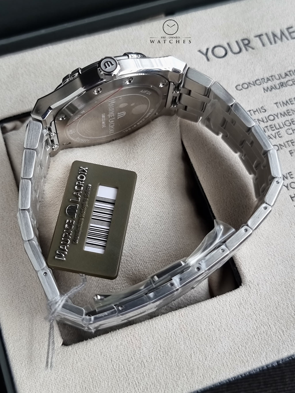 Maurice Lacroix Aikon Silver Stainless Steel Green Dial Quartz Watch for Gents - AI1108-SS002-630-1