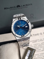Maurice Lacroix Aikon Silver Stainless Steel Blue Dial Quartz Watch for Gents - AI1108-SS002-430-1