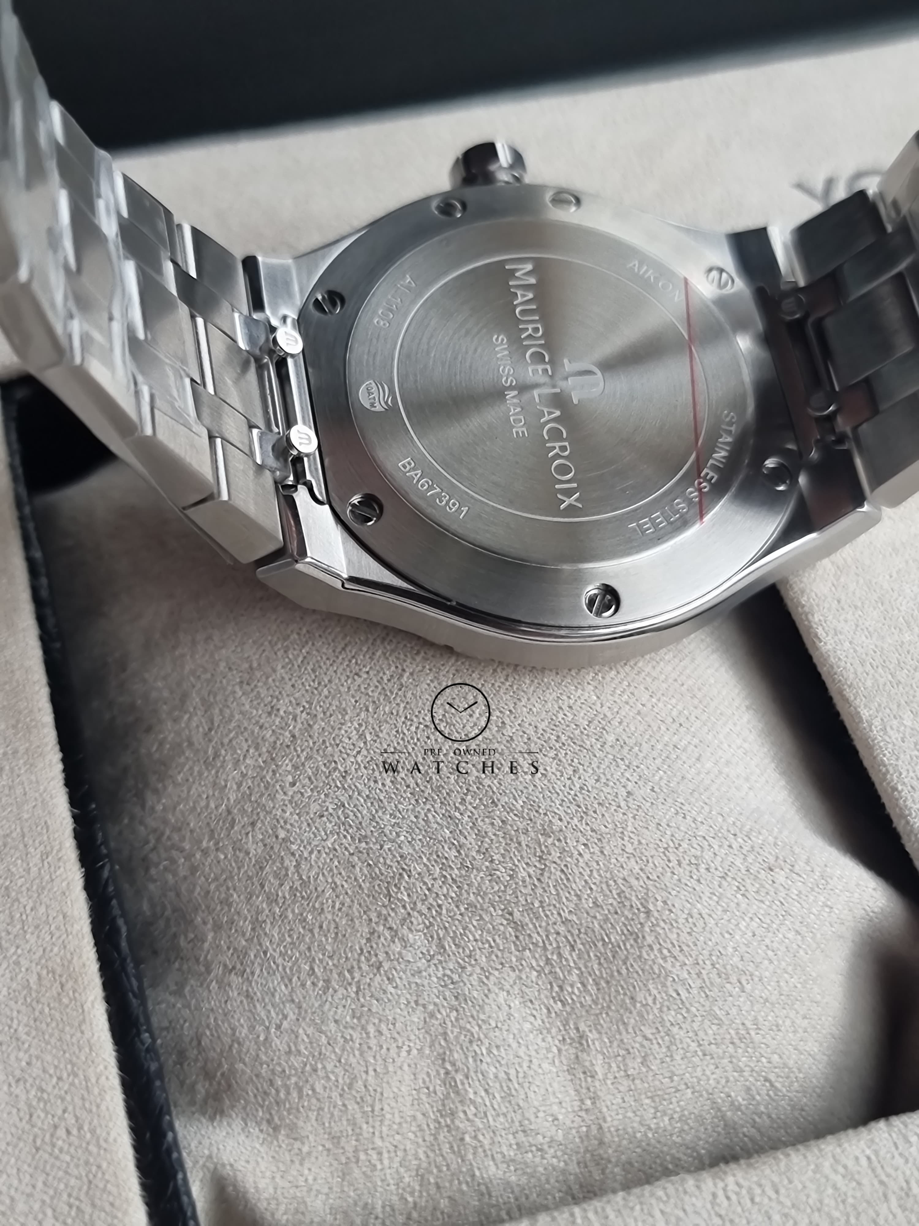 Maurice Lacroix Aikon Silver Stainless Steel Blue Dial Quartz Watch for Gents - AI1108-SS002-430-1