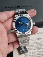 Maurice Lacroix Aikon Silver Stainless Steel Blue Dial Quartz Watch for Gents - AI1108-SS002-430-1