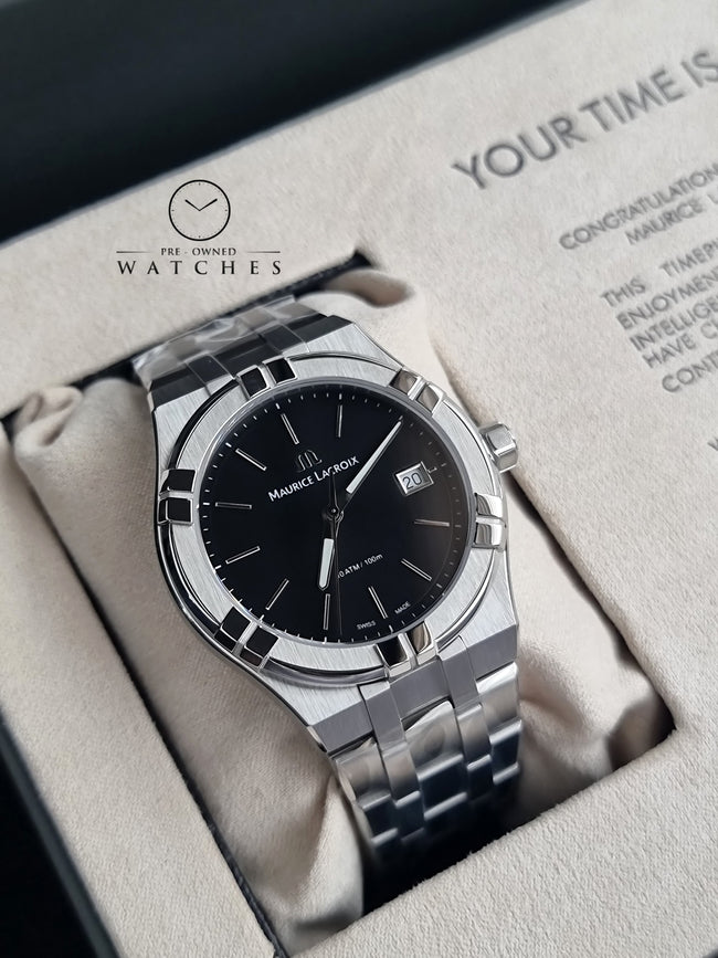 Maurice Lacroix Aikon Silver Stainless Steel Black Dial Quartz Watch for Gents - AI1108-SS002-330-1 Main Image