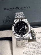 Maurice Lacroix Aikon Silver Stainless Steel Black Dial Quartz Watch for Gents - AI1108-SS002-330-1