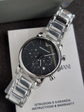 EMPORIO ARMANI Classic Black Dial Silver Stainless Steel Chronograph Watch For Gents - AR1853