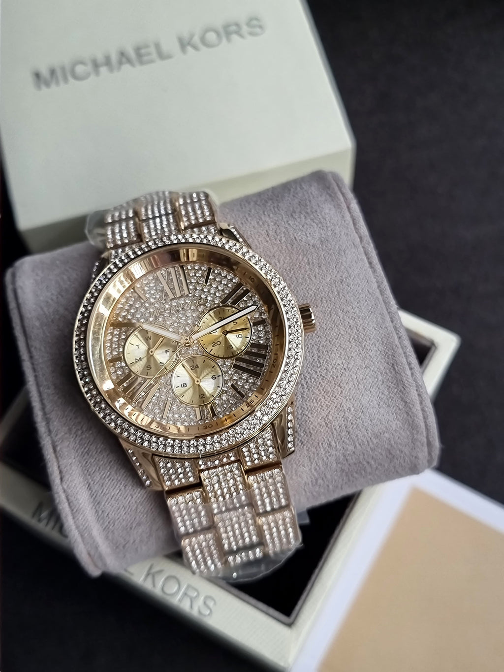 Michael Kors MK6789 Bradshaw Gold Tone Stainless Steel Pave Glitz Women's 42 mm