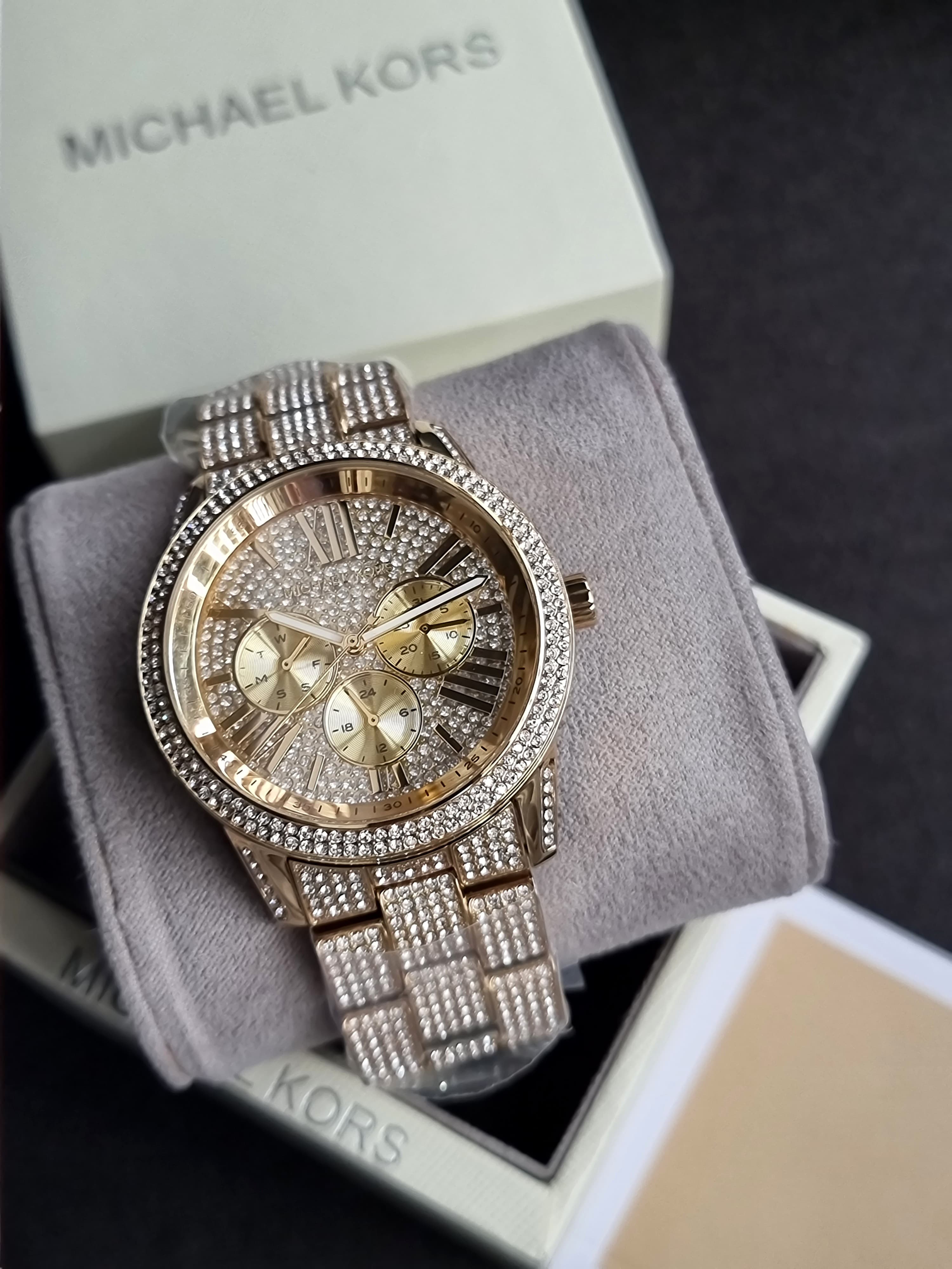 Michael Kors MK6789 Bradshaw Gold Tone Stainless Steel Pave Glitz Women's 42 mm