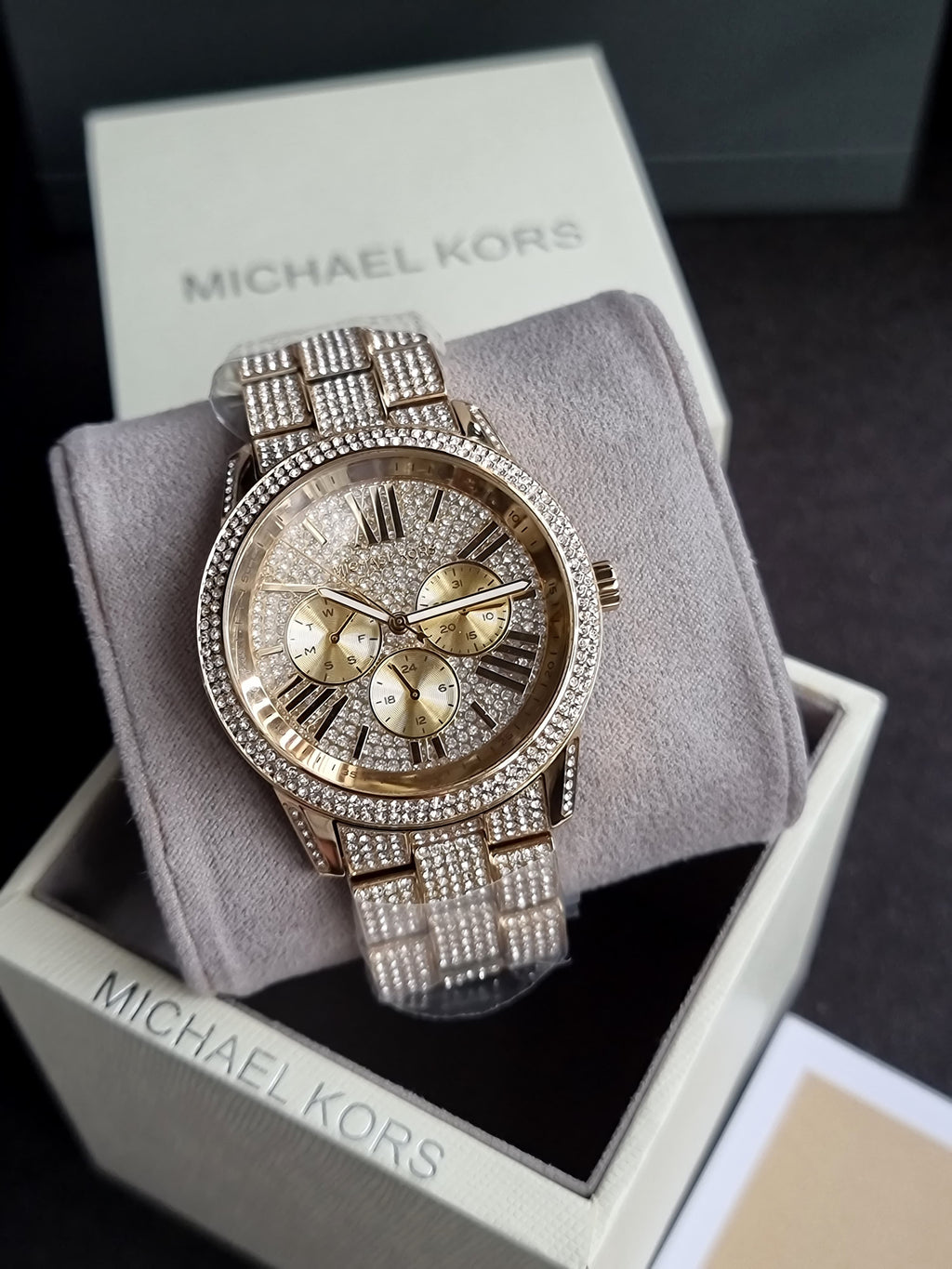 Michael Kors MK6789 Bradshaw Gold Tone Stainless Steel Pave Glitz Women's 42 mm