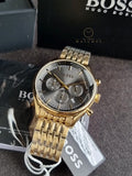 Hugo Boss Men’s Quartz Gold Stainless Steel Grey Dial 45mm Watch 1514051