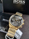Hugo Boss Men’s Quartz Gold Stainless Steel Grey Dial 45mm Watch 1514051