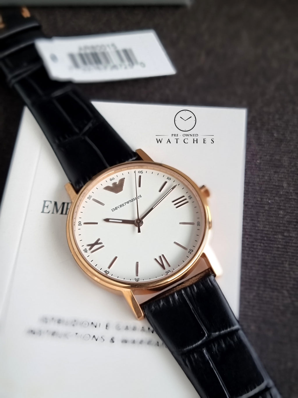 Emporio Armani Unisex Quartz Leather Strap White Dial 41mm Watch AR80015