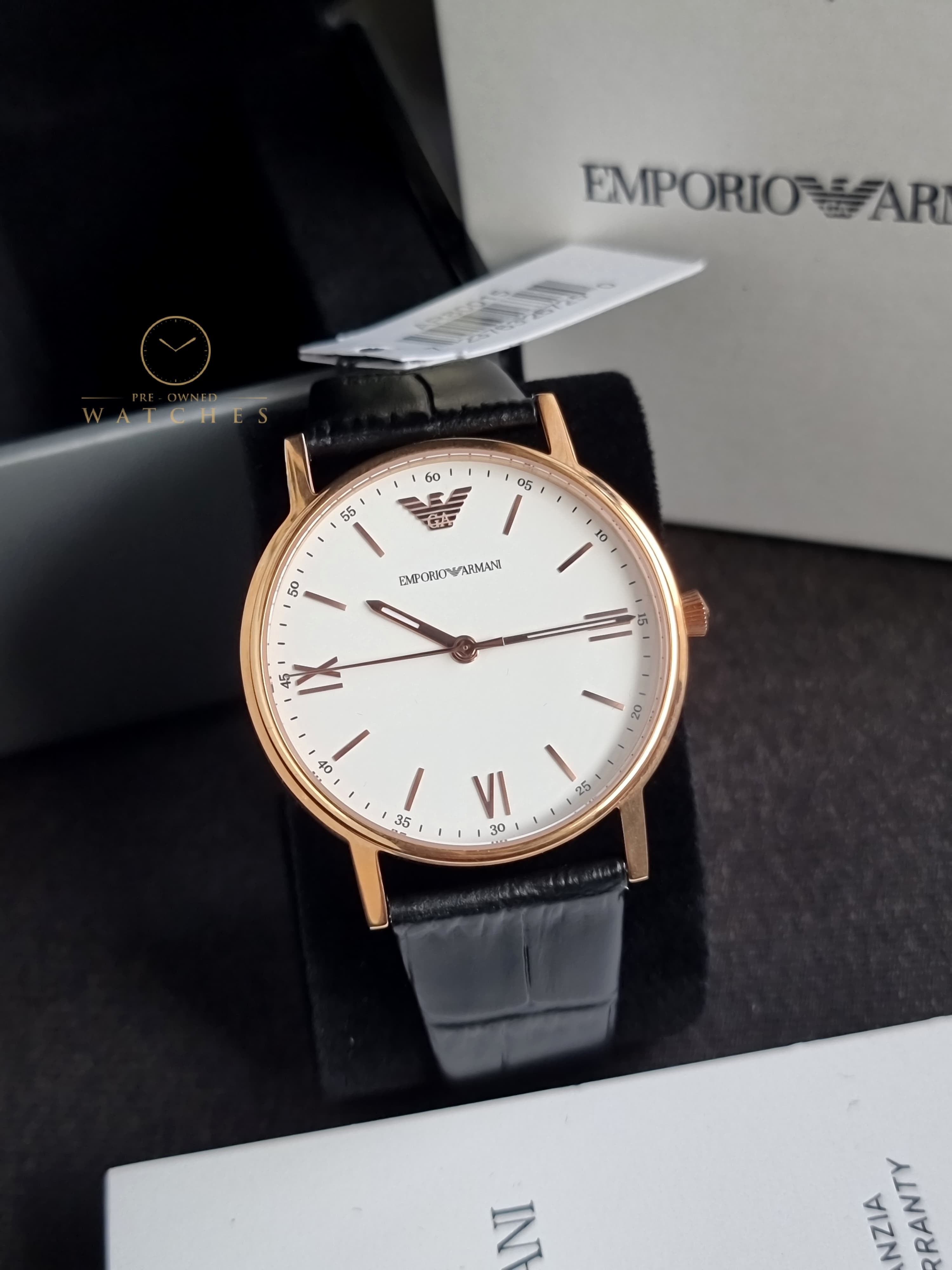 Emporio Armani Unisex Quartz Leather Strap White Dial 41mm Watch AR80015