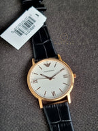 Emporio Armani Unisex Quartz Leather Strap White Dial 41mm Watch AR80015