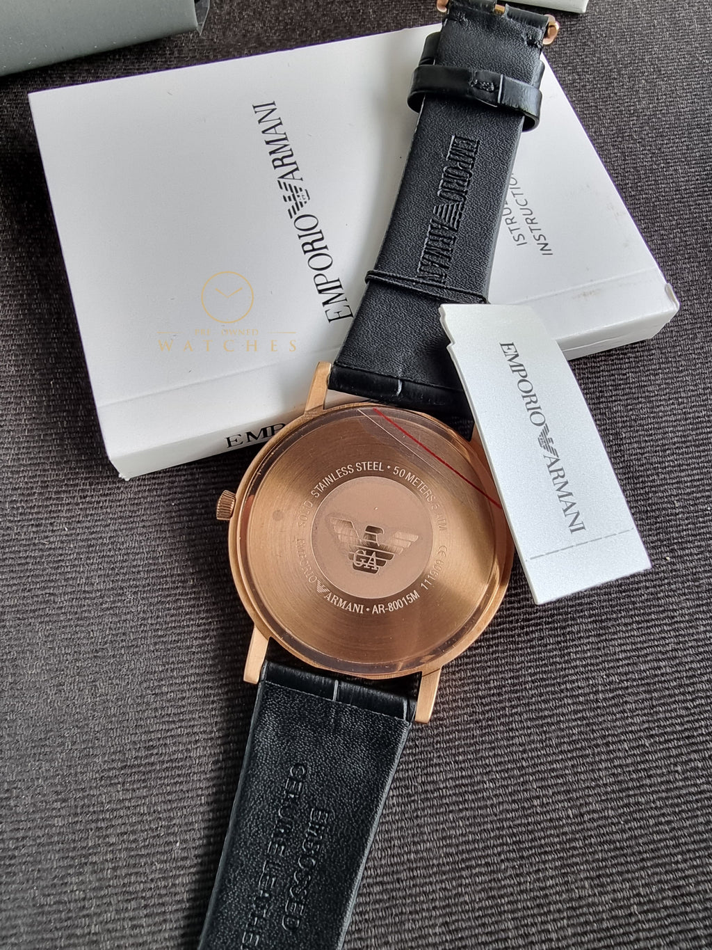 Emporio Armani Unisex Quartz Leather Strap White Dial 41mm Watch AR80015