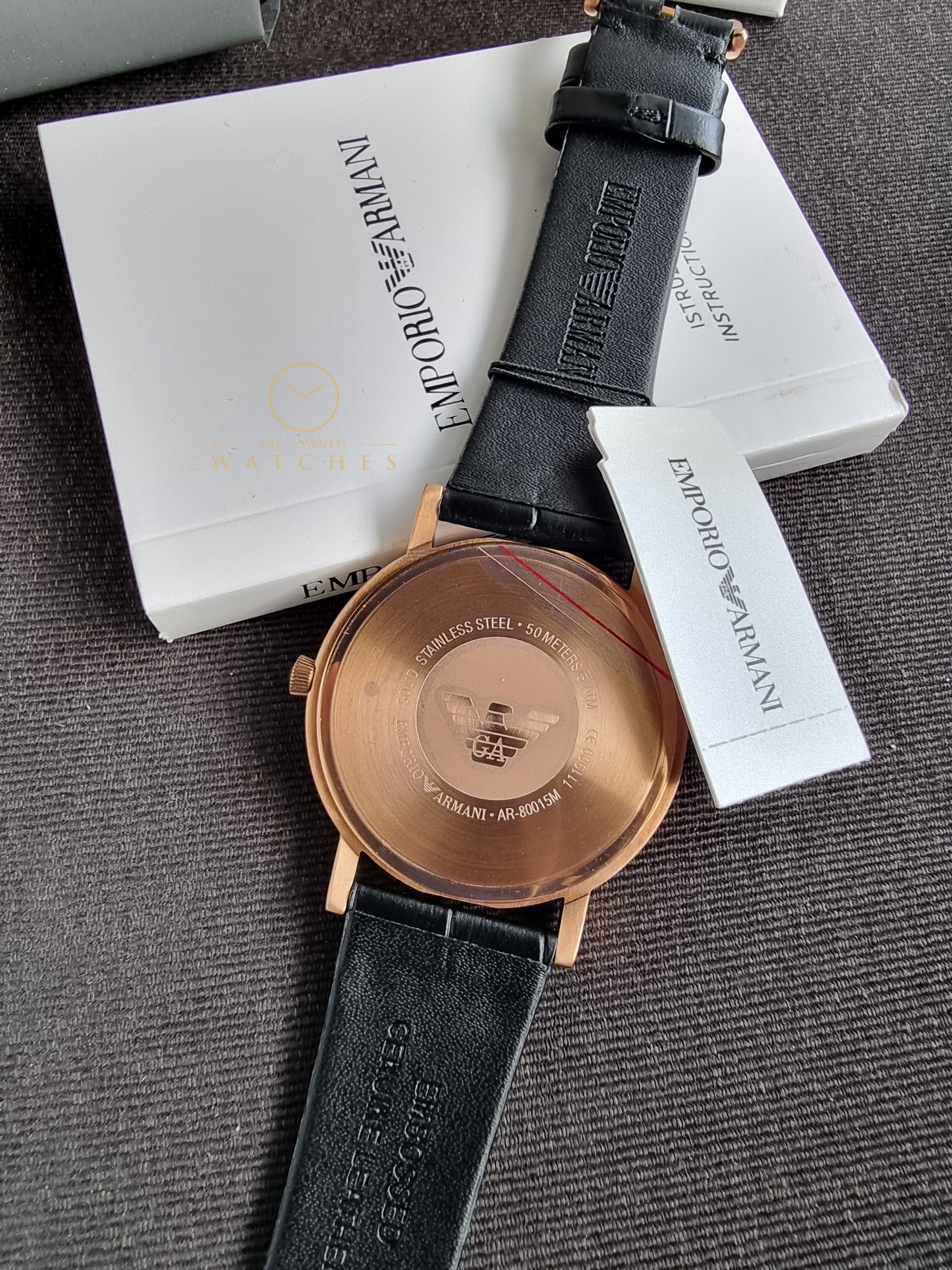 Emporio Armani Unisex Quartz Leather Strap White Dial 41mm Watch AR80015