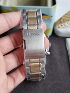 Fossil BQ2407 Flynn Chronograph 48mm Blue Dial Two Tone Steel Men's Watch