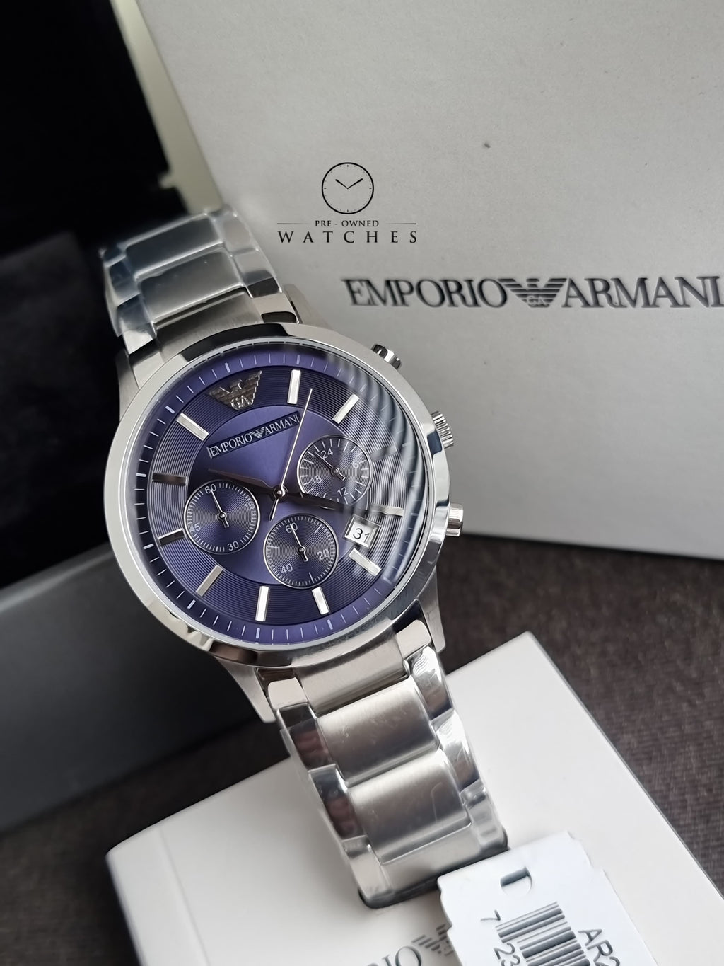 Emporio Armani Men’s Chronograph Quartz Stainless Steel Blue Dial 41mm Watch AR2448