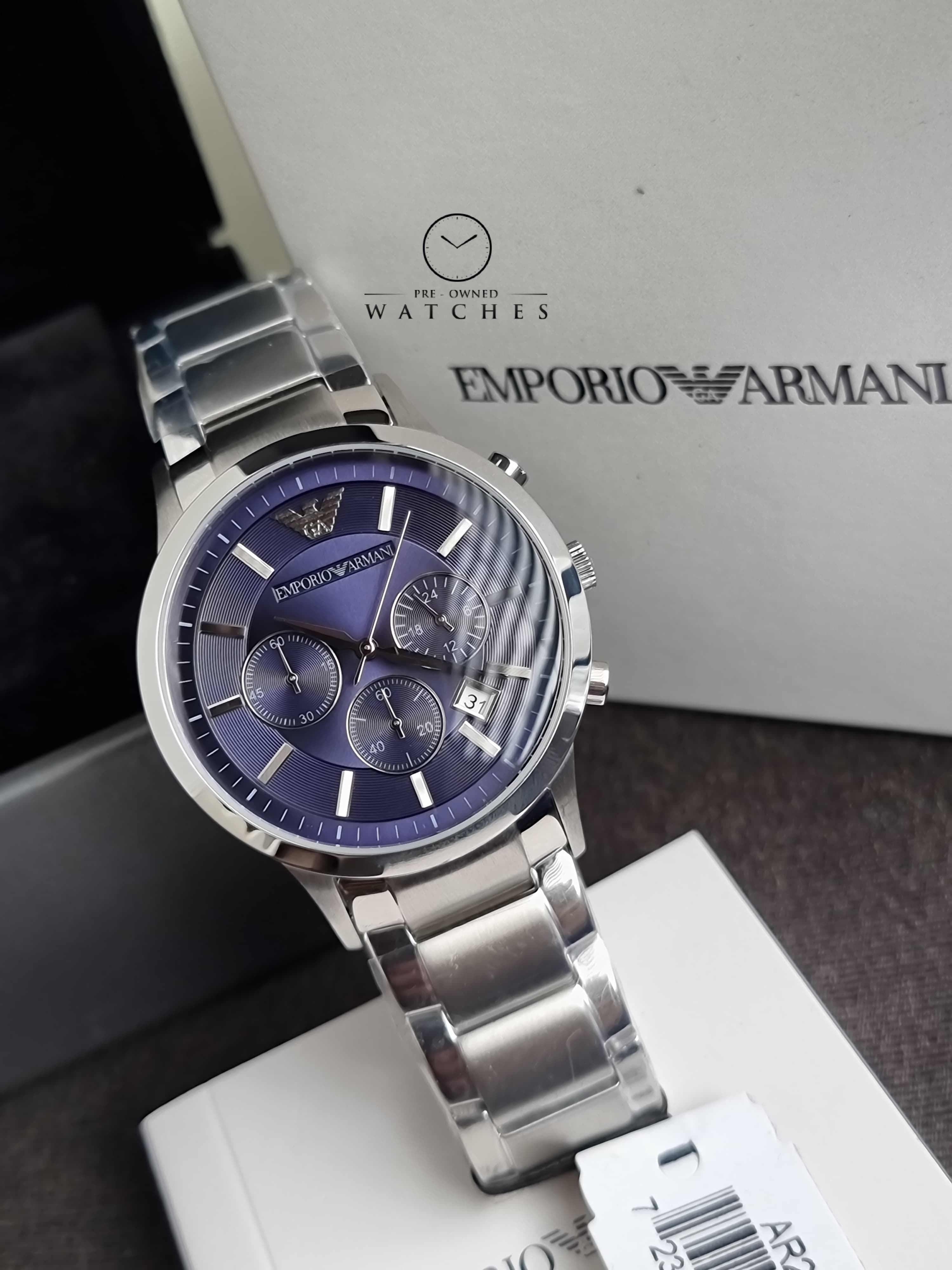 Emporio Armani Men’s Chronograph Quartz Stainless Steel Blue Dial 41mm Watch AR2448