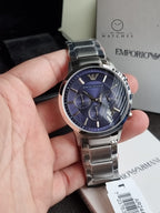 Emporio Armani Men’s Chronograph Quartz Stainless Steel Blue Dial 41mm Watch AR2448