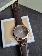 Michael Kors Slim Runway Three-Hand Chocolate Leather Watch Mk7489