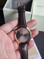 Michael Kors Slim Runway Three-Hand Chocolate Leather Watch Mk7489