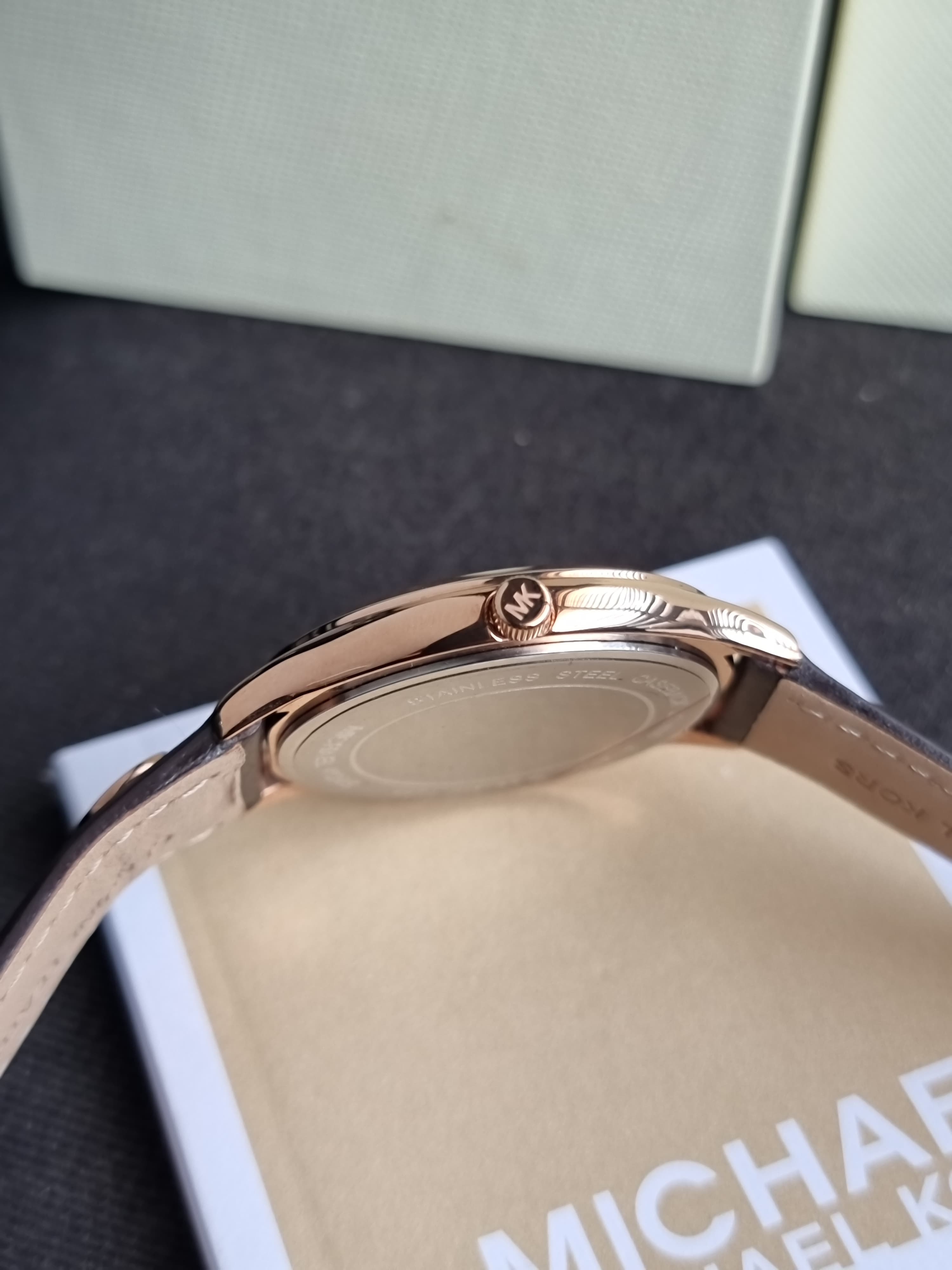 Michael Kors Slim Runway Three-Hand Chocolate Leather Watch Mk7489