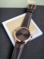 Michael Kors Slim Runway Three-Hand Chocolate Leather Watch Mk7489