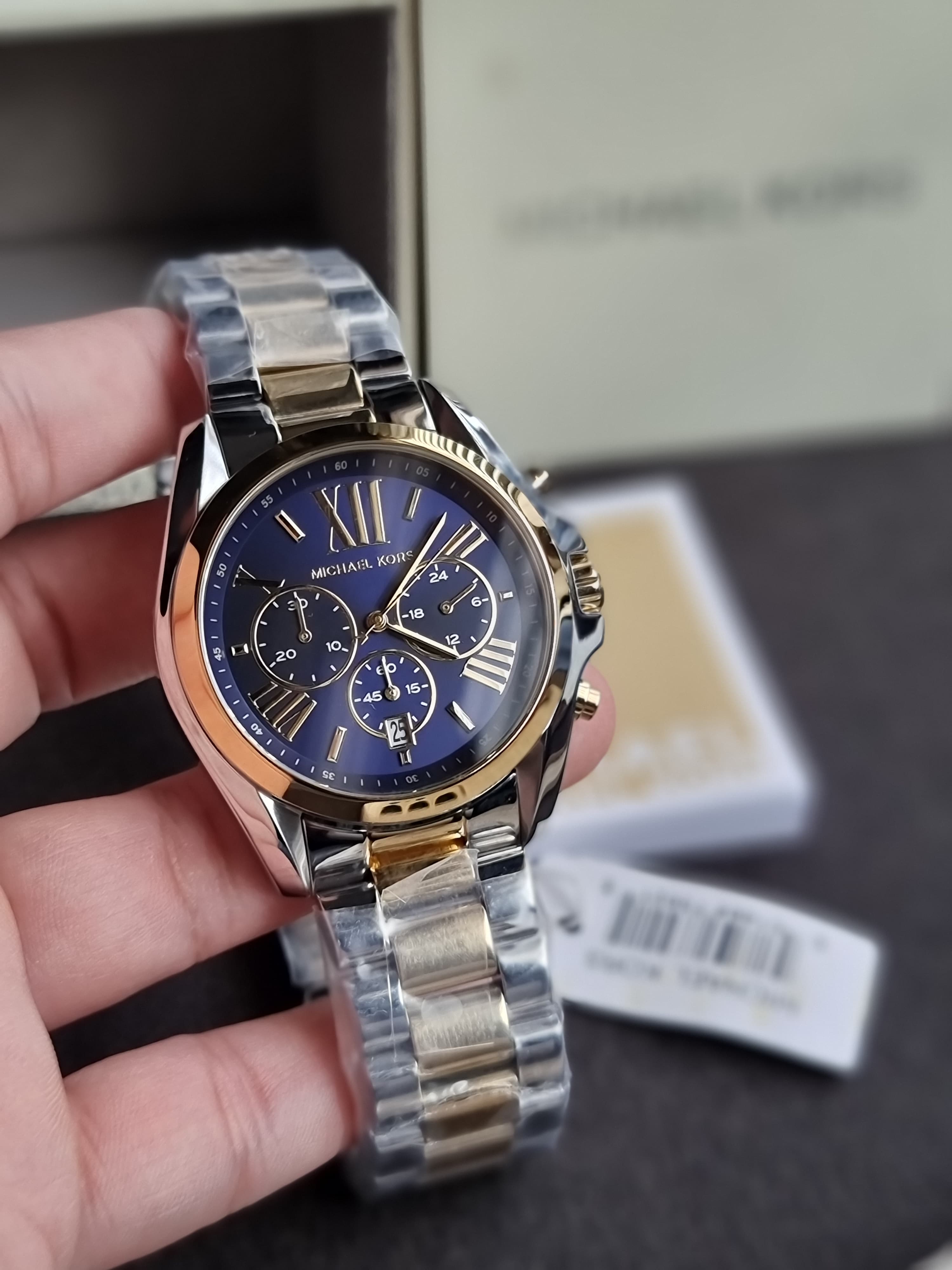 Michael Kors Women’s Chronograph Quartz Stainless Steel Blue Dial 43mm Watch MK5976