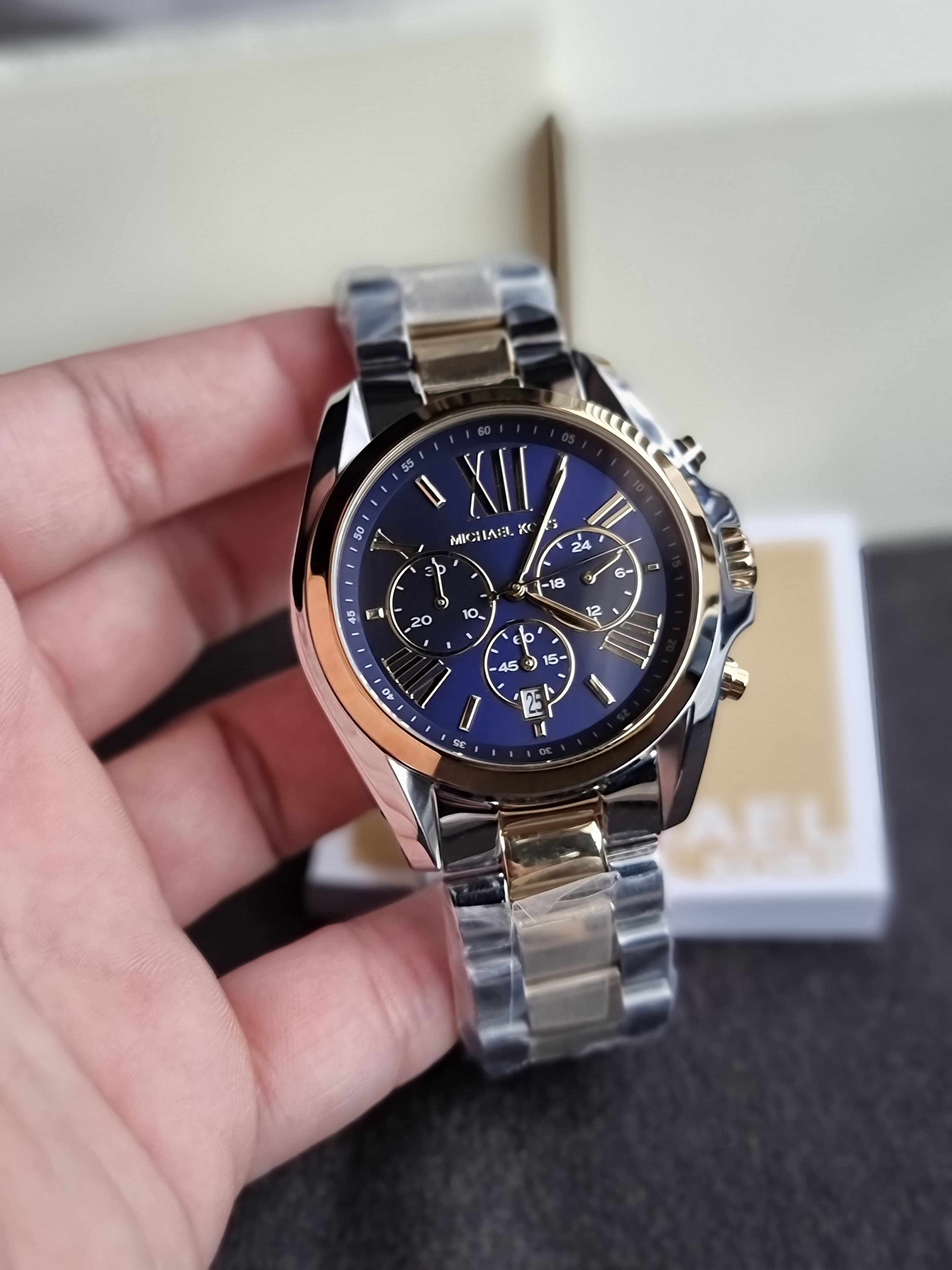 Michael Kors Women’s Chronograph Quartz Stainless Steel Blue Dial 43mm Watch MK5976