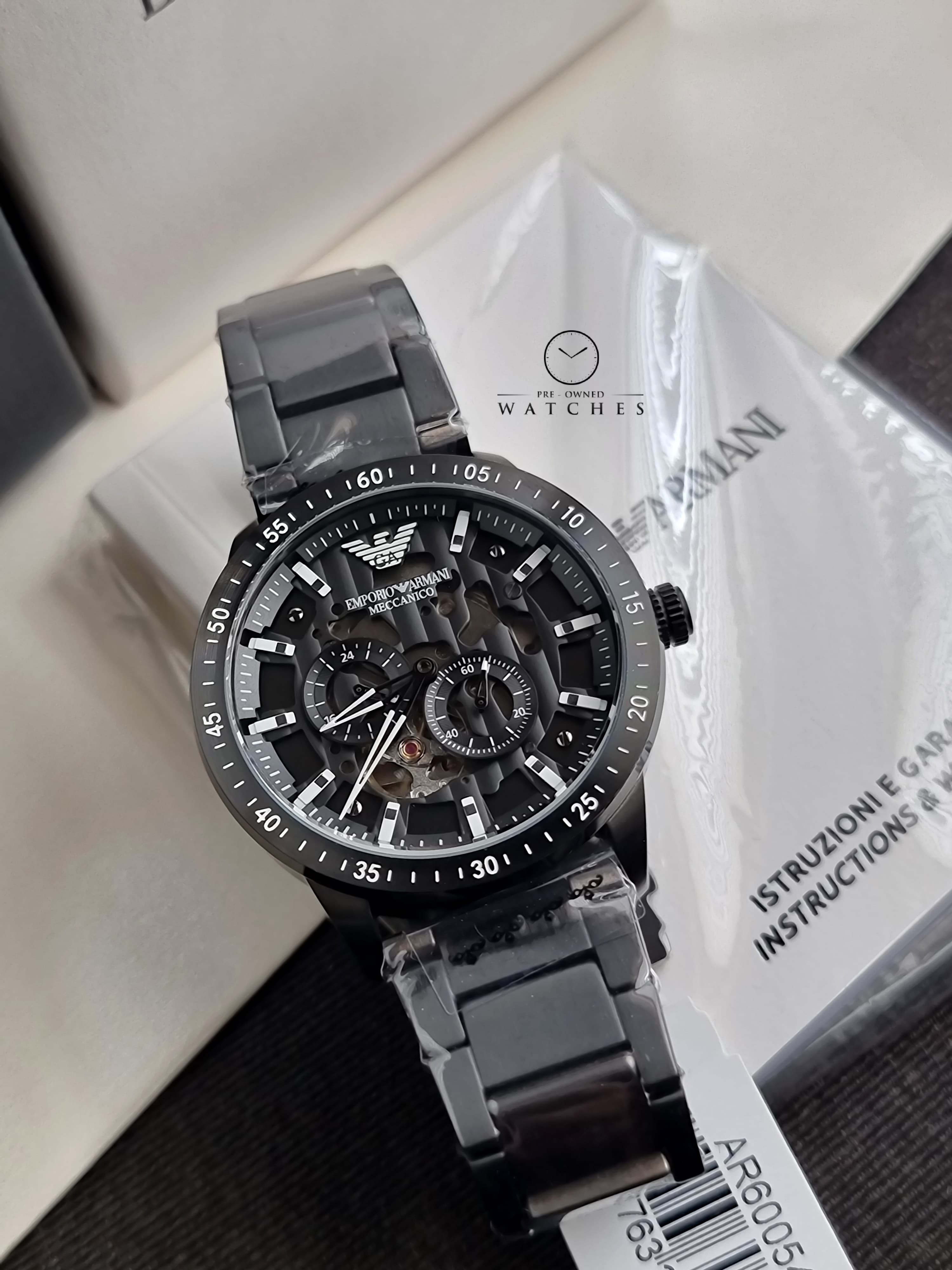 Emporio Armani Emporio Armani Automatic Black Stainless Steel Watch (Model: AR60054) (Model: AR60054)