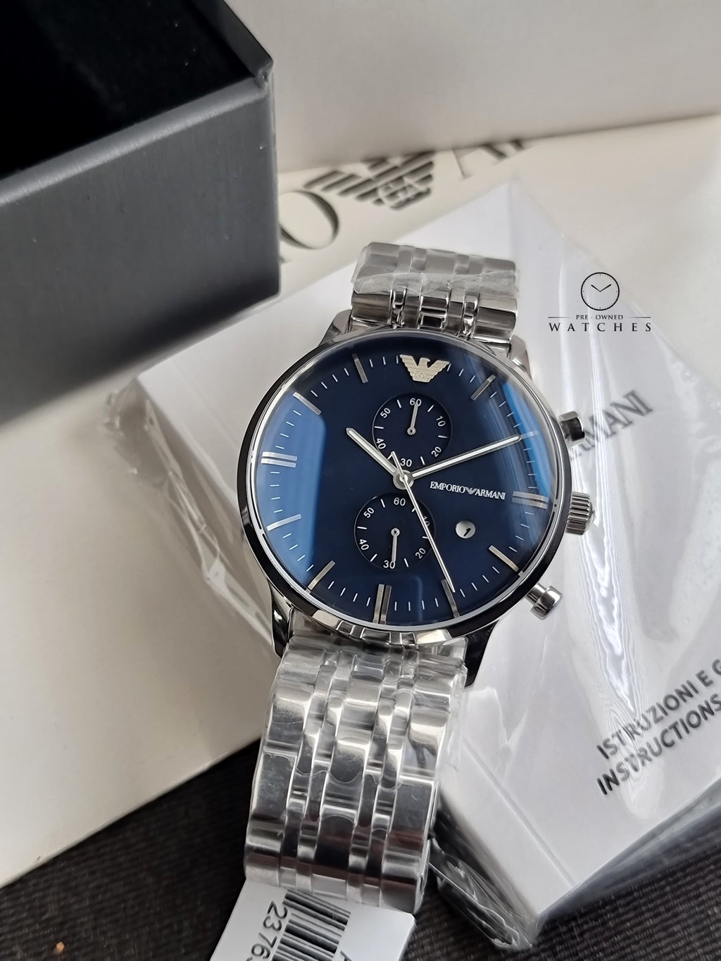 Emporio Armani Men’s Quartz Stainless Steel Blue Dial 43mm Watch AR1648