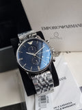 Emporio Armani Men’s Quartz Stainless Steel Blue Dial 43mm Watch AR1648