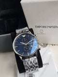 Emporio Armani Men’s Quartz Stainless Steel Blue Dial 43mm Watch AR1648